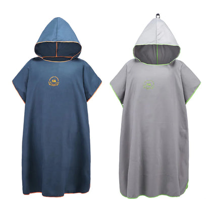 Adult Beach Towel Poncho Hooded Quick-Dry Swim Robe