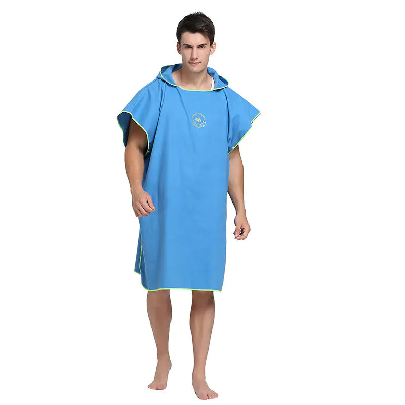 Adult Beach Towel Poncho Hooded Quick-Dry Swim Robe