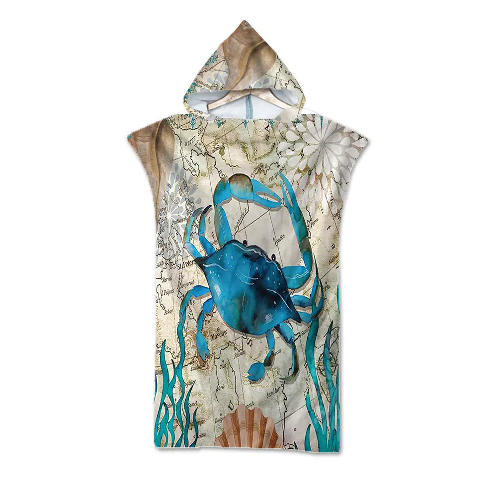 Ocean Print Hooded Beach Towels