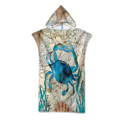 Ocean Print Hooded Beach Towels