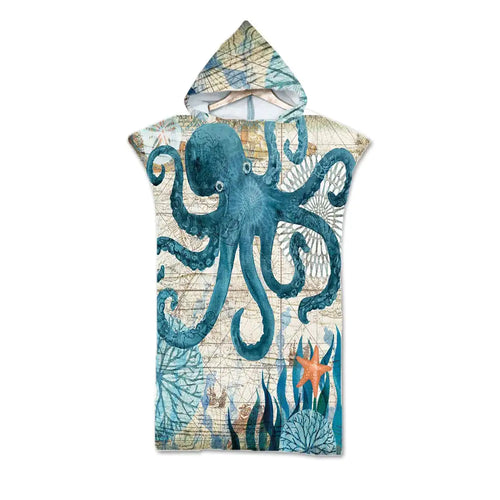 Ocean Print Hooded Beach Towels