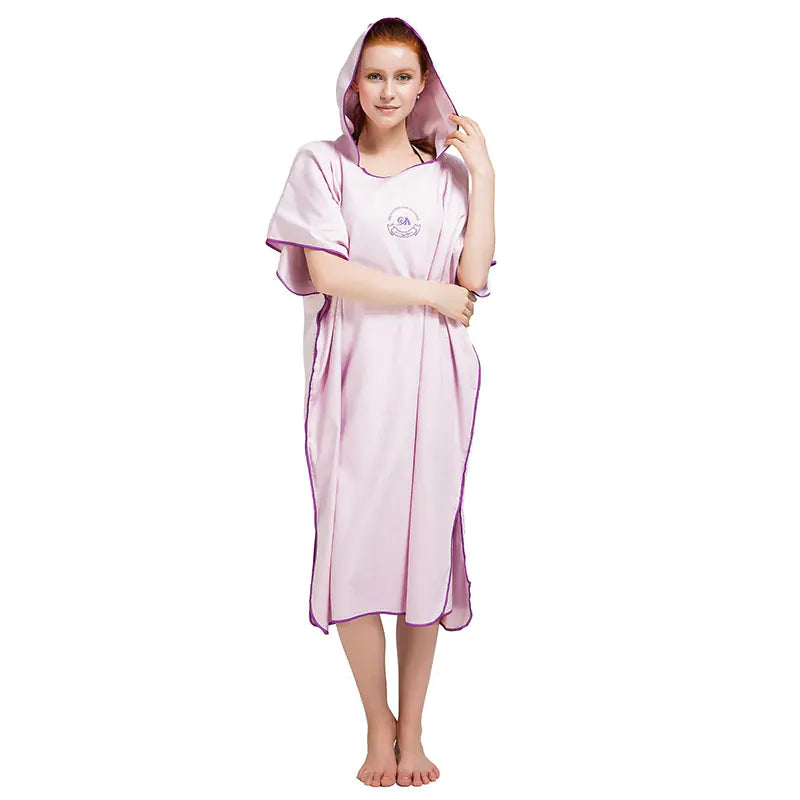 Adult Beach Towel Poncho Hooded Quick-Dry Swim Robe