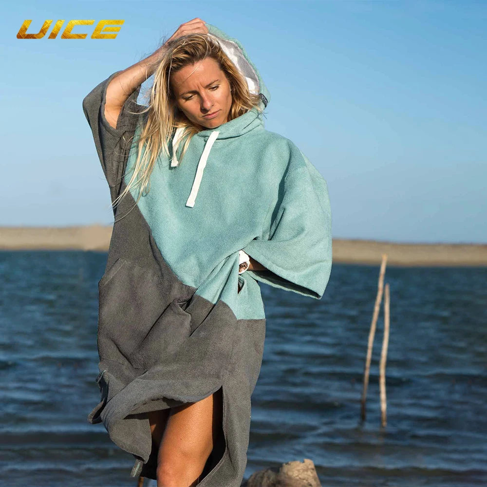 Premium Microfiber Wetsuit Changing Poncho Towel - Super Absorbent, Quick Drying Hooded Beach Poncho Towel