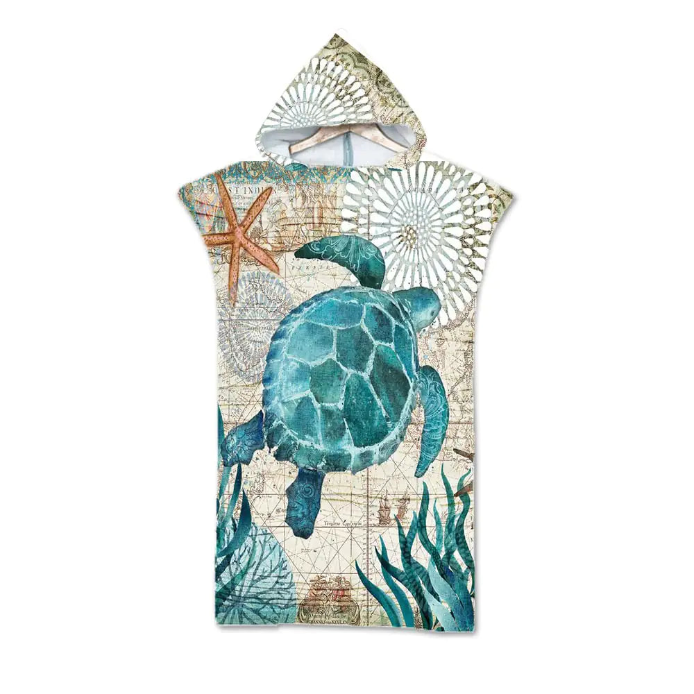 Ocean Print Hooded Beach Towels