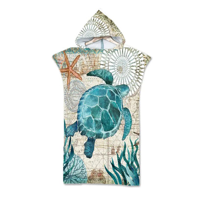 Ocean Print Hooded Beach Towels