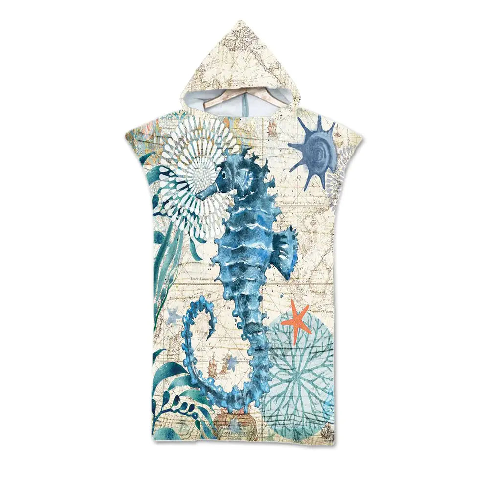 Ocean Print Hooded Beach Towels