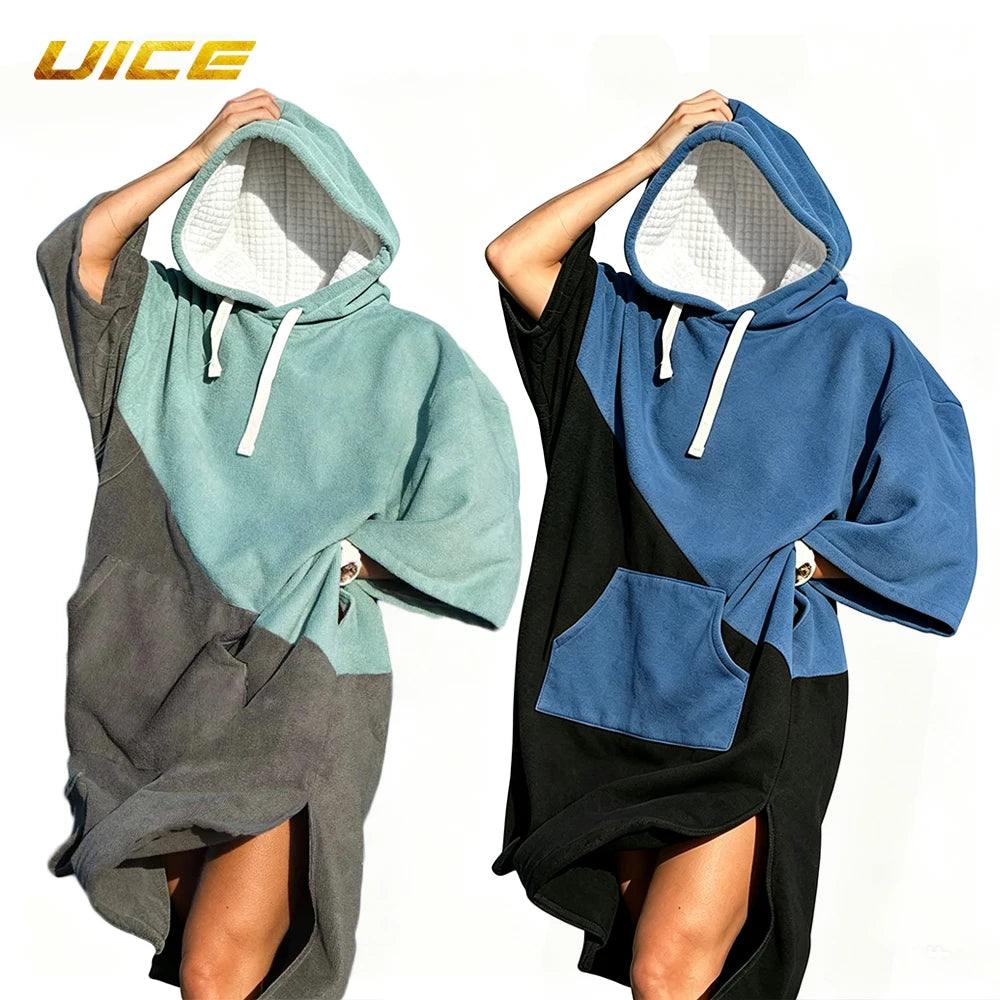 Premium Microfiber Wetsuit Changing Poncho Towel - Super Absorbent, Quick Drying Hooded Beach Poncho Towel