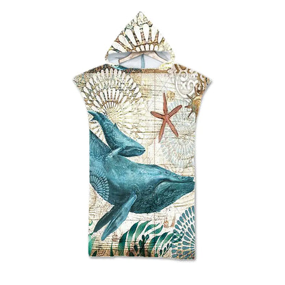 Ocean Print Hooded Beach Towels