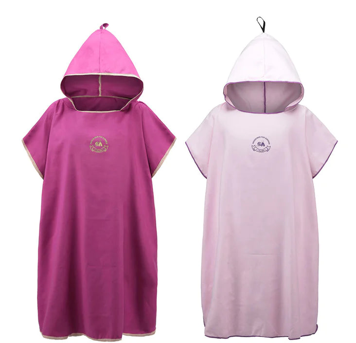 Adult Beach Towel Poncho Hooded Quick-Dry Swim Robe