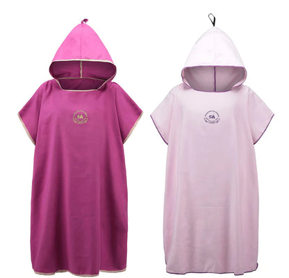 Adult Beach Towel Poncho Hooded Quick-Dry Swim Robe